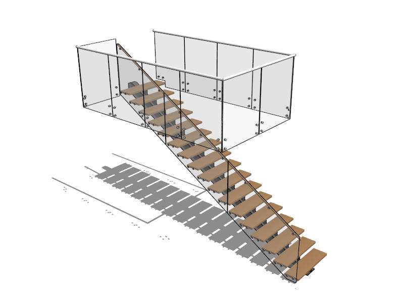 Wooden Indoor Stairs sketchup model preview - SketchupBox