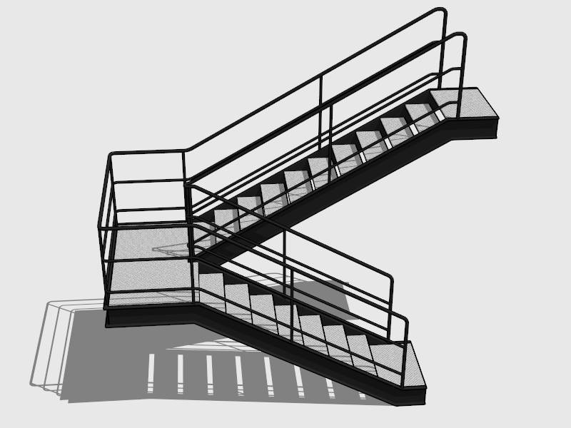 Metal Stairway sketchup model preview - SketchupBox