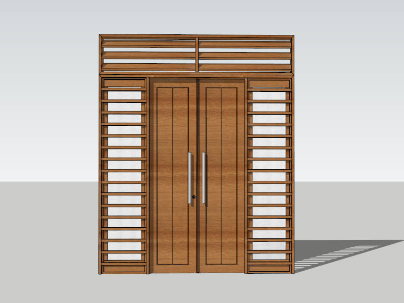 Double Wood Entry Door SketchUp 3D Model .skp File Download - SketchupBox