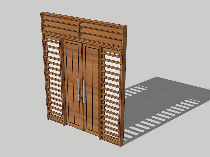 Double Wood Entry Door sketchup model preview - SketchupBox