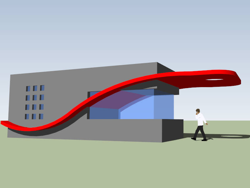 Red Factory Gate sketchup model preview - SketchupBox