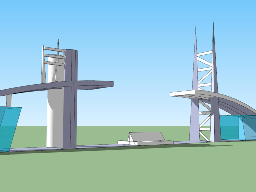 Modern University Entrance Gate sketchup model preview - SketchupBox