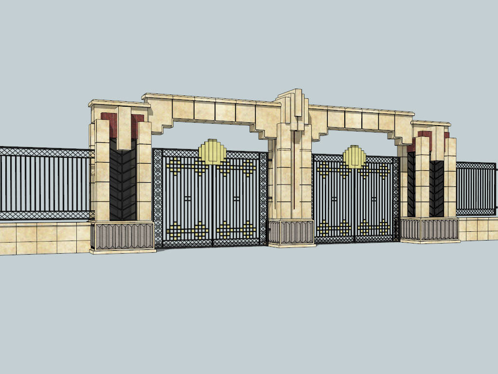 Double Gates for Driveway sketchup model preview - SketchupBox