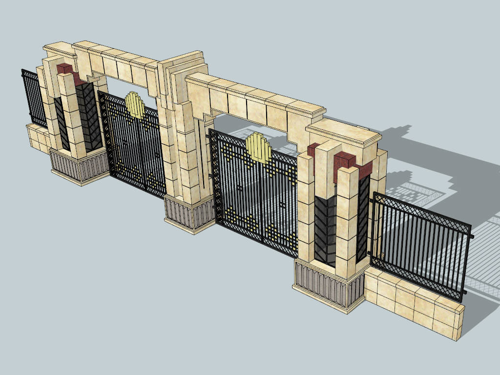 Double Gates for Driveway sketchup model preview - SketchupBox