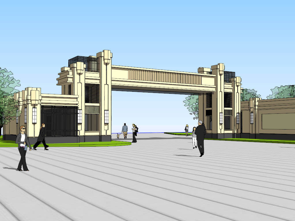 Industrial Park Entrance Gate sketchup model preview - SketchupBox