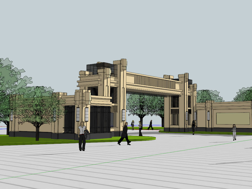 Industrial Park Entrance Gate sketchup model preview - SketchupBox