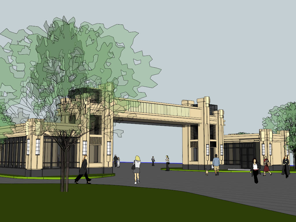 Industrial Park Entrance Gate sketchup model preview - SketchupBox