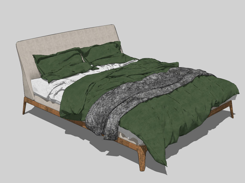 Rustic Wooden Platform Bed sketchup model preview - SketchupBox