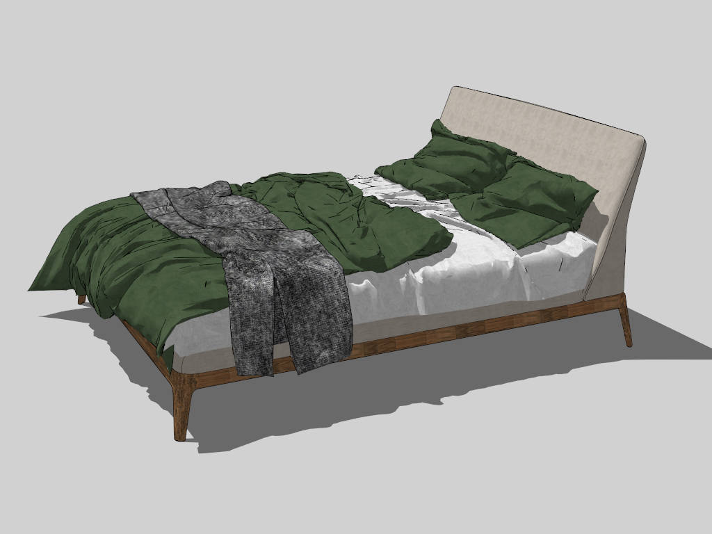 Rustic Wooden Platform Bed sketchup model preview - SketchupBox