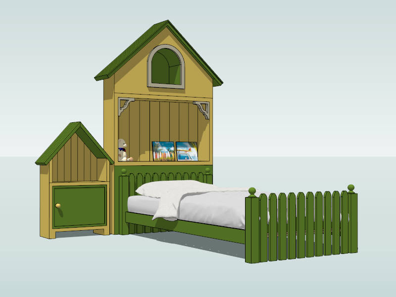 Country Cottage Style Toddler Bed sketchup model preview - SketchupBox