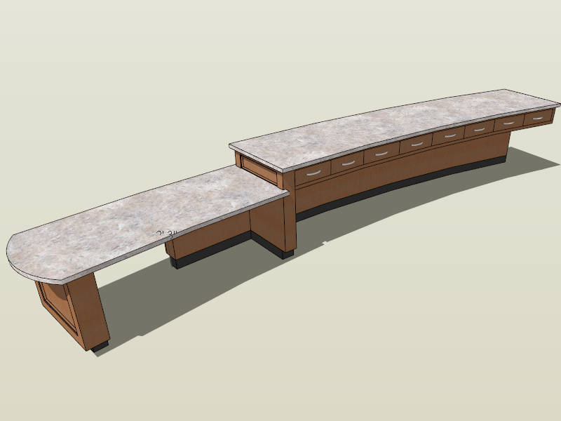 Long Reception Desk sketchup model preview - SketchupBox