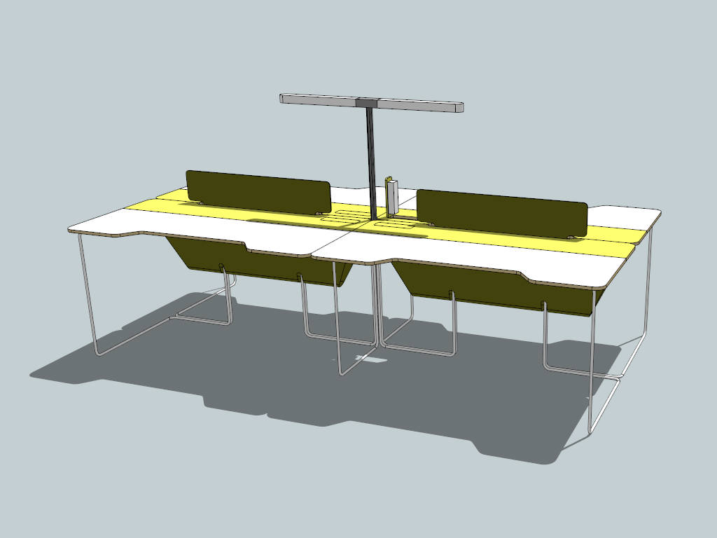 4 Person Workstation Desk sketchup model preview - SketchupBox