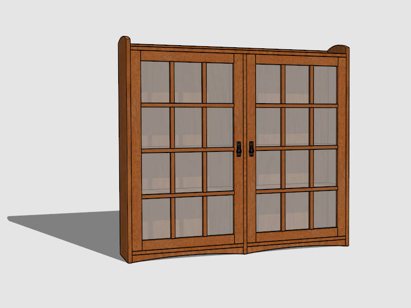 Vintage Book Cabinet with Glass Doors sketchup model preview - SketchupBox