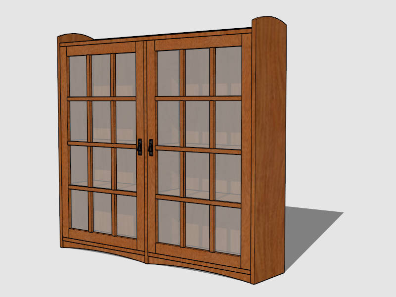 Vintage Book Cabinet with Glass Doors sketchup model preview - SketchupBox