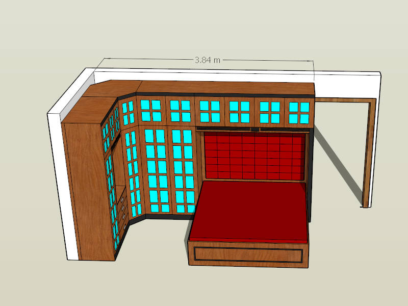 Built in Wardrobe and Bed sketchup model preview - SketchupBox