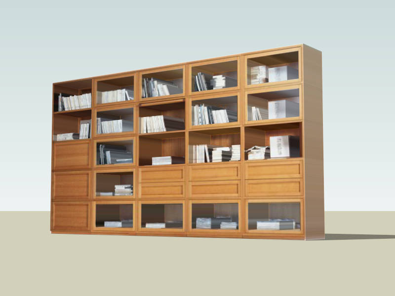 Wall Library Bookcase sketchup model preview - SketchupBox