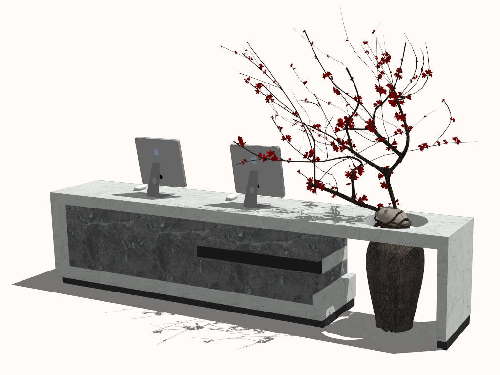 Creative Reception Counter sketchup model preview - SketchupBox