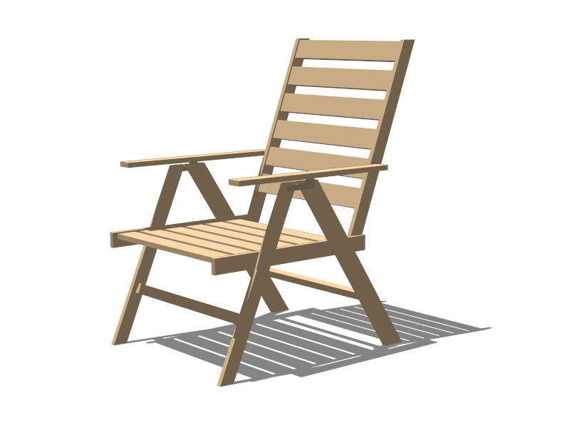 Wood Deck Chair sketchup model preview - SketchupBox