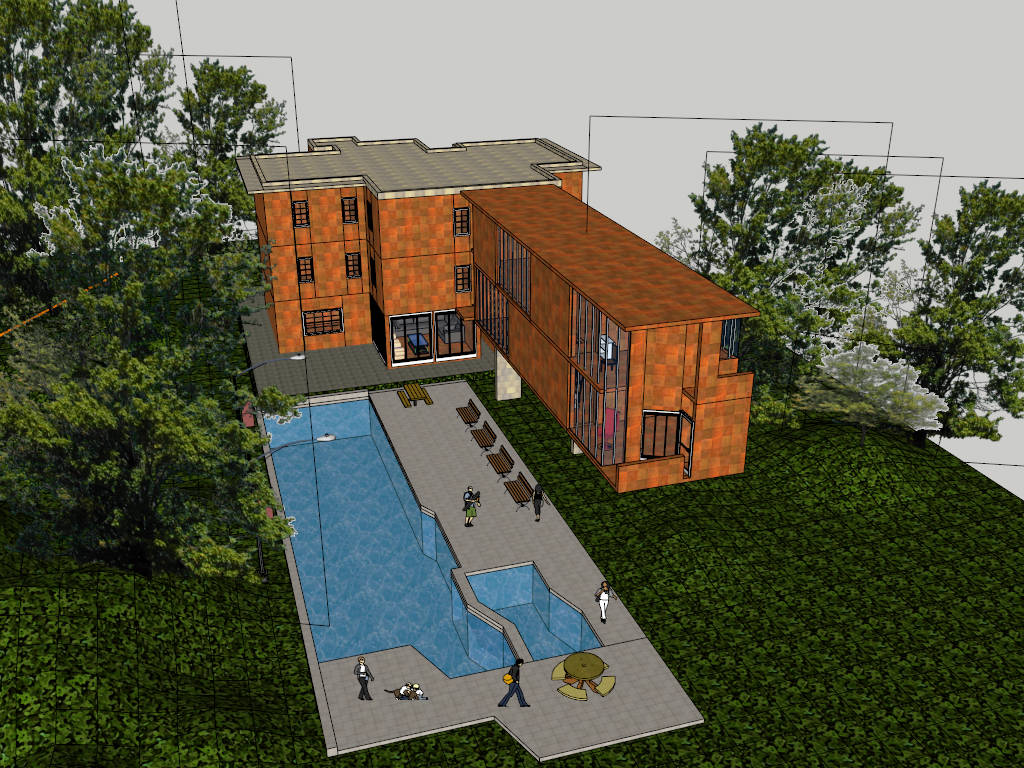 Red Brick Villa sketchup model preview - SketchupBox