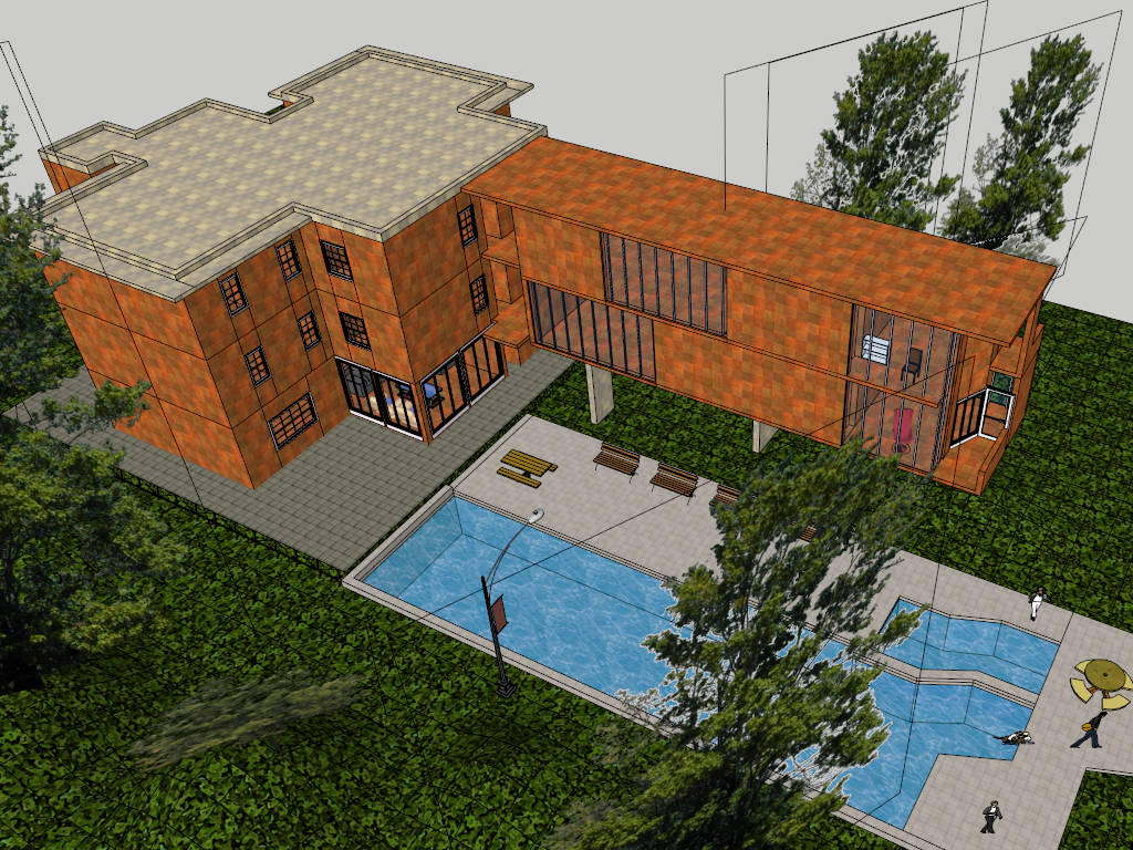 Red Brick Villa sketchup model preview - SketchupBox