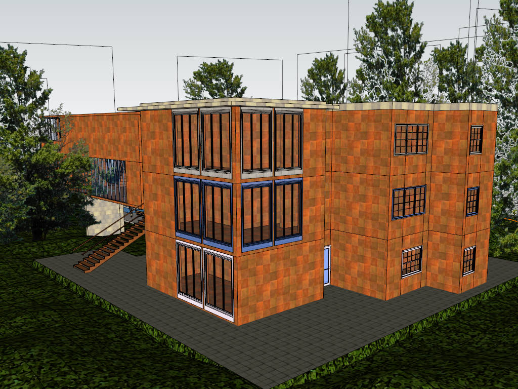 Red Brick Villa sketchup model preview - SketchupBox