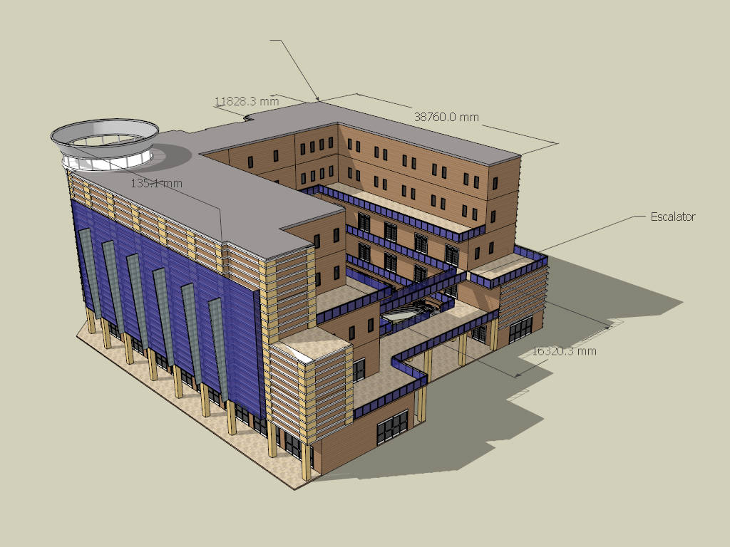 Exterior Small Shopping Mall Design sketchup model preview - SketchupBox