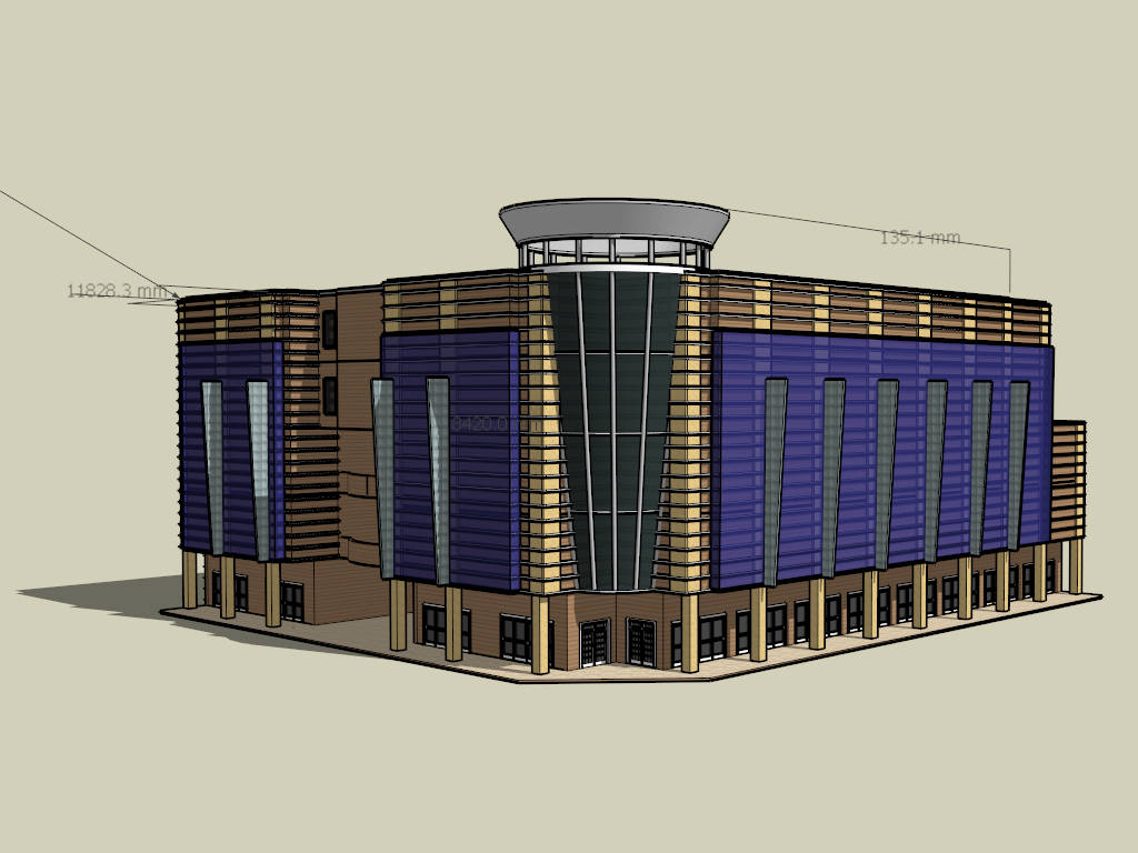 Exterior Small Shopping Mall Design sketchup model preview - SketchupBox