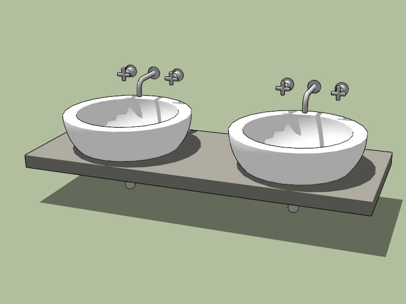 Bathroom Double Sink Countertop sketchup model preview - SketchupBox