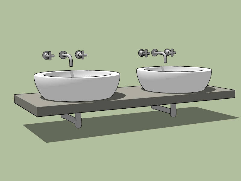 Bathroom Double Sink Countertop sketchup model preview - SketchupBox