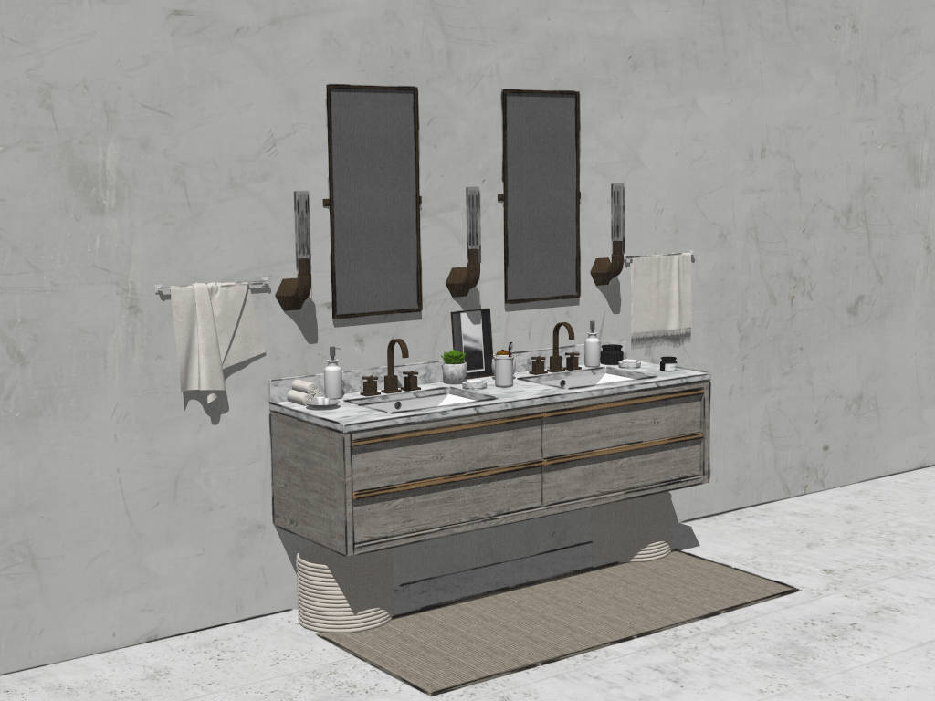 Vintage Bathroom Vanity sketchup model preview - SketchupBox