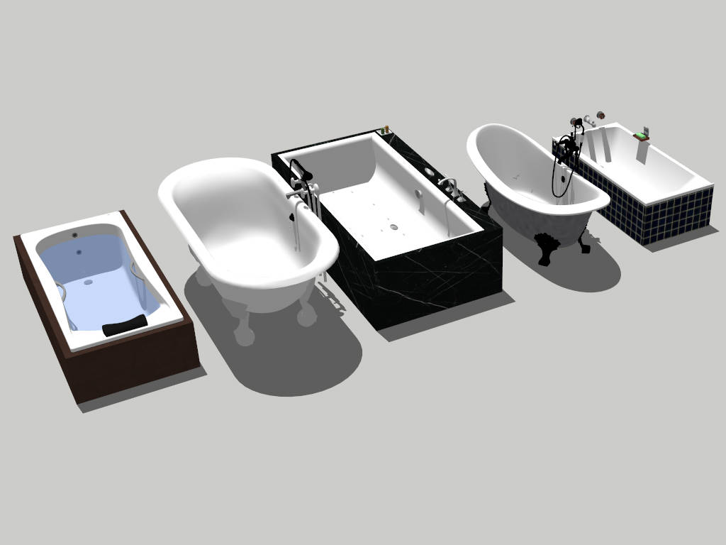 5 Bathtubs Collection sketchup model preview - SketchupBox