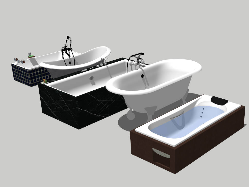 5 Bathtubs Collection sketchup model preview - SketchupBox