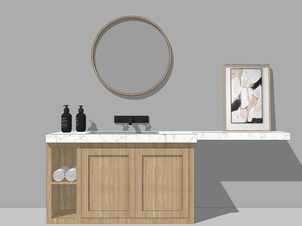 Natural Wood Bathroom Vanity sketchup model preview - SketchupBox