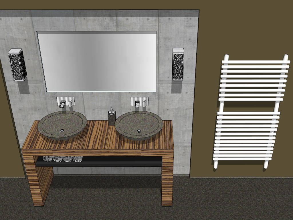 Double Sink Bathroom Vanity Design sketchup model preview - SketchupBox