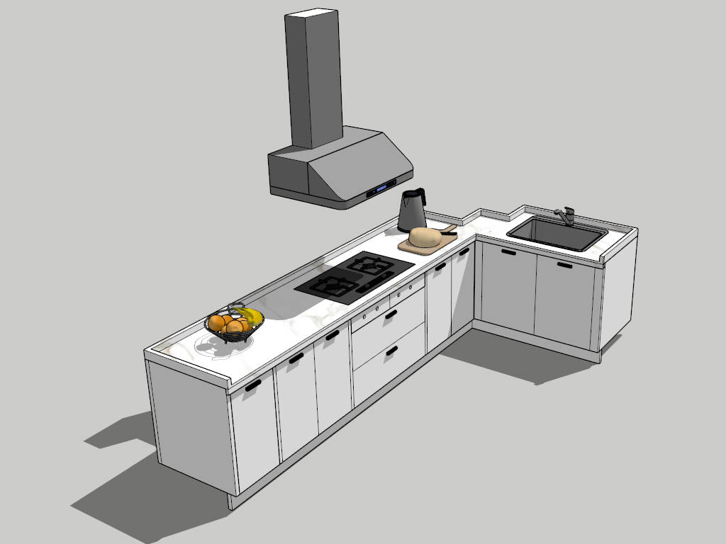 White  Kitchen Cabinets sketchup model preview - SketchupBox