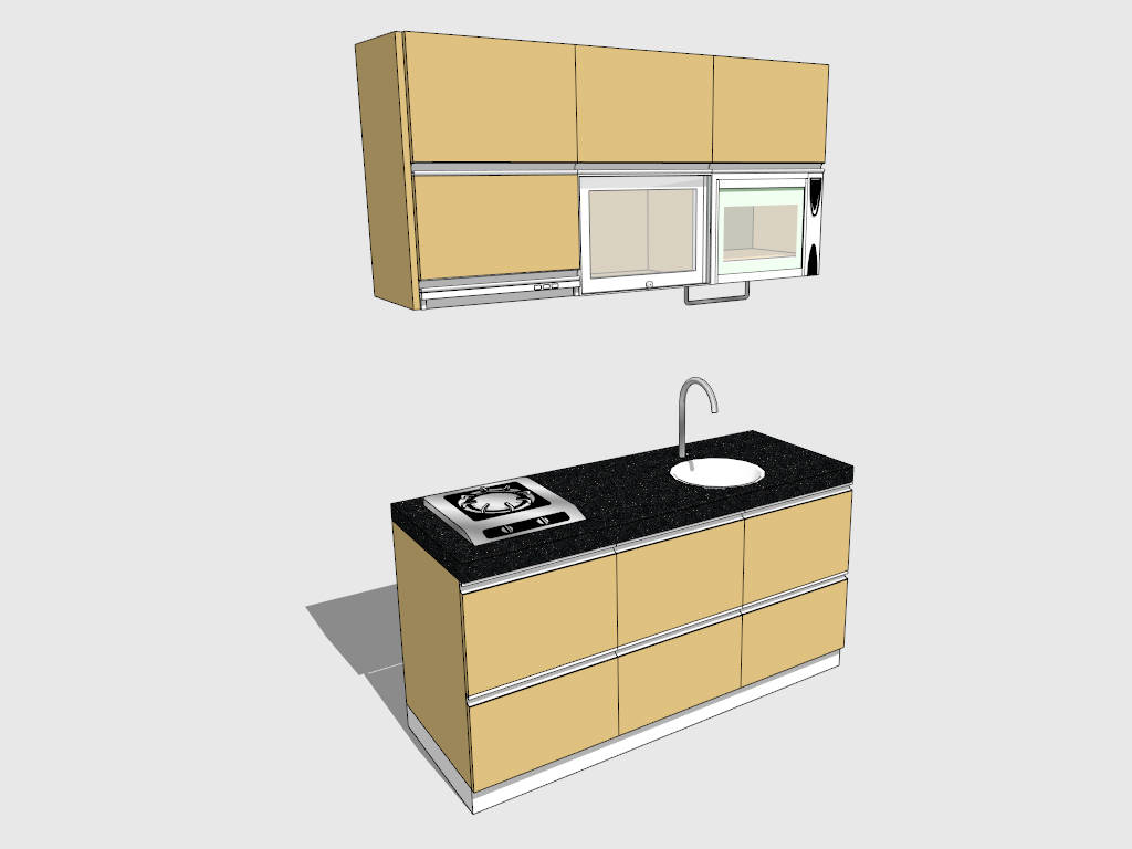 Small Apartment Kitchen Design sketchup model preview - SketchupBox