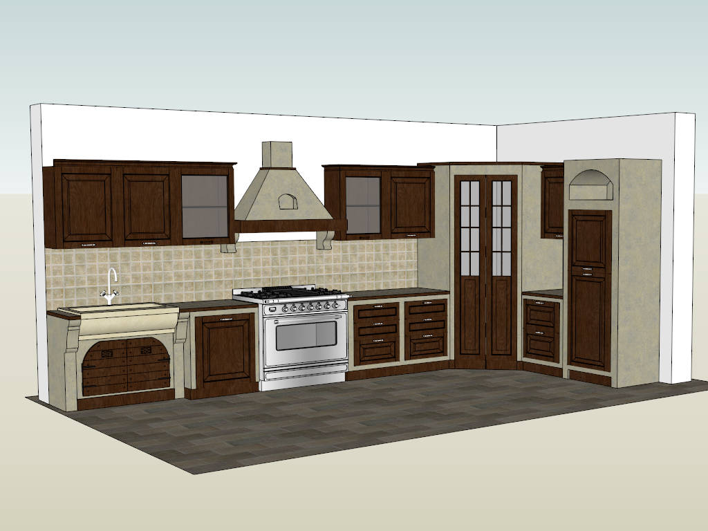 Early American Kitchen Cabinets sketchup model preview - SketchupBox