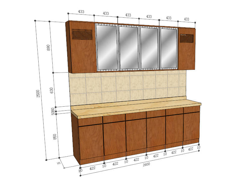 Large Kitchen Storage Cabinet sketchup model preview - SketchupBox