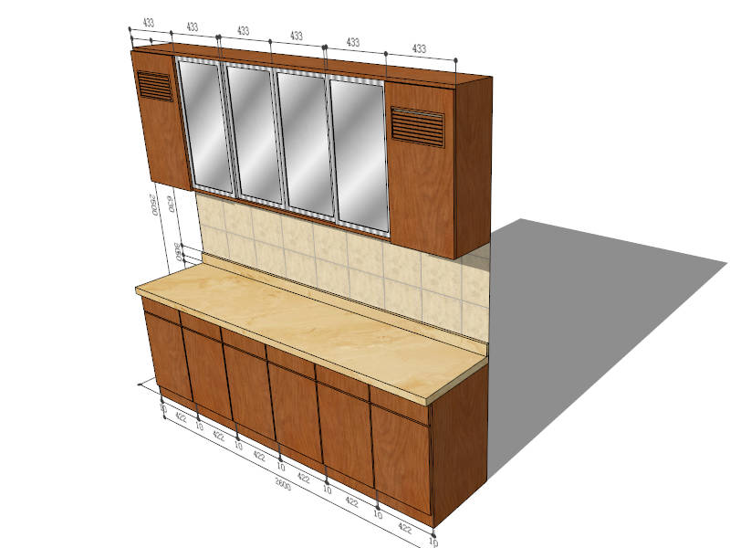 Large Kitchen Storage Cabinet sketchup model preview - SketchupBox