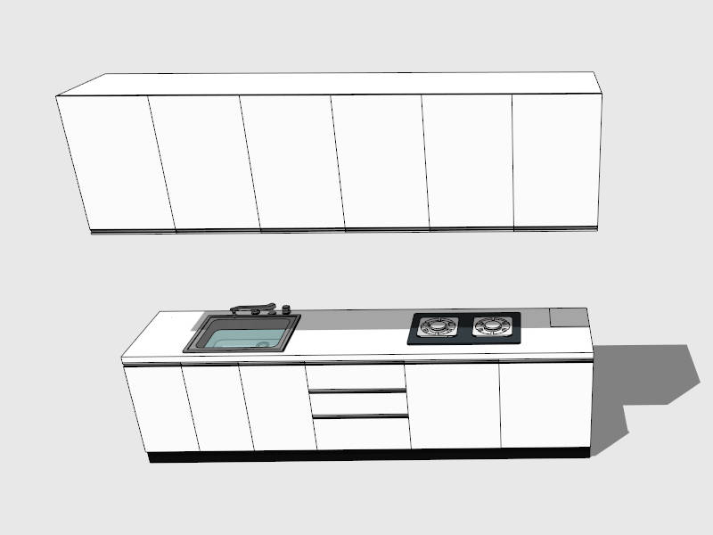 Straight Line Kitchen Design sketchup model preview - SketchupBox