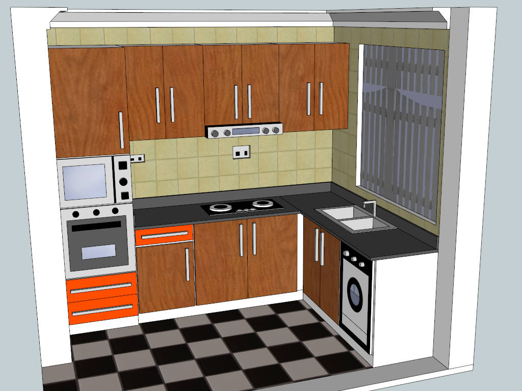 Small Corner Kitchen Design sketchup model preview - SketchupBox