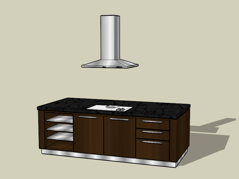 Kitchen Island with Hood sketchup model preview - SketchupBox