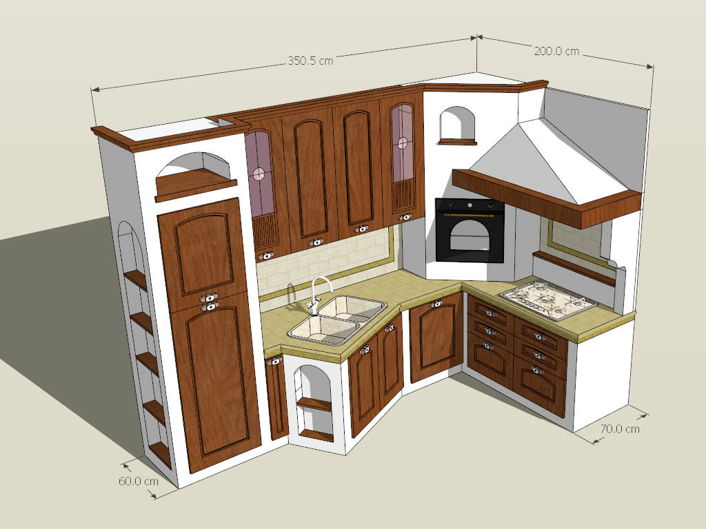 Small Vintage Kitchen Design sketchup model preview - SketchupBox