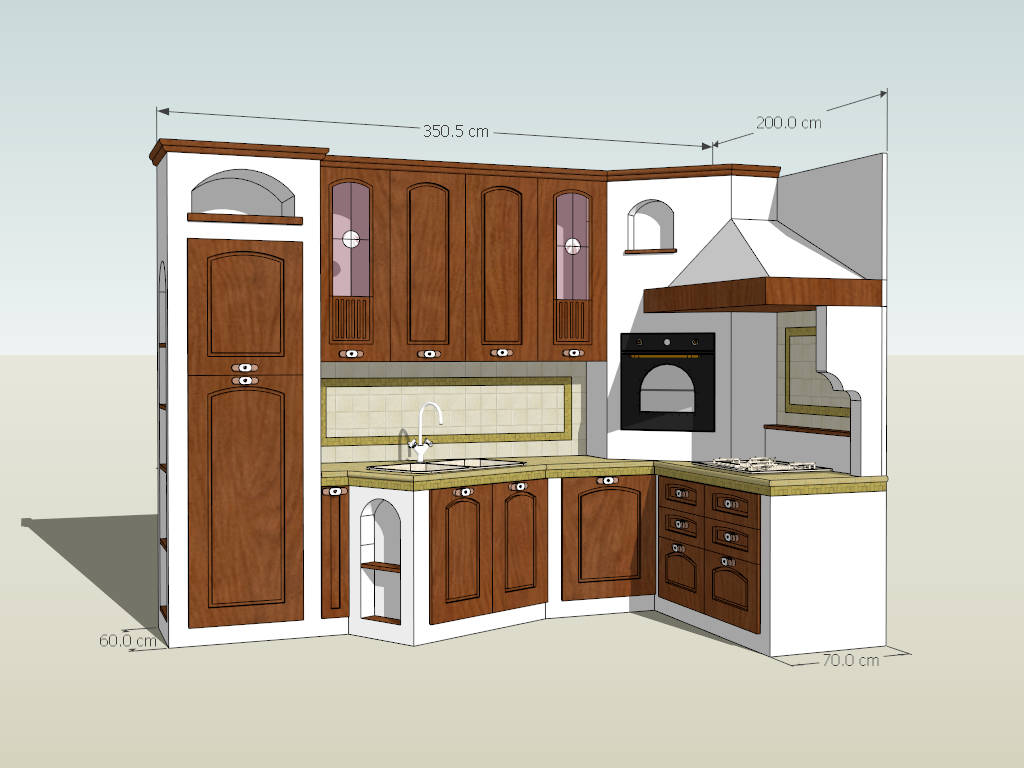 Small Vintage Kitchen Design sketchup model preview - SketchupBox