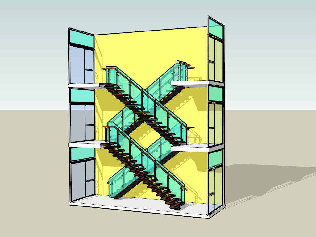 Fire Escape Staircase sketchup model preview - SketchupBox