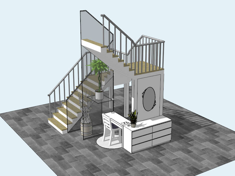 Loft Staircase Design Idea sketchup model preview - SketchupBox