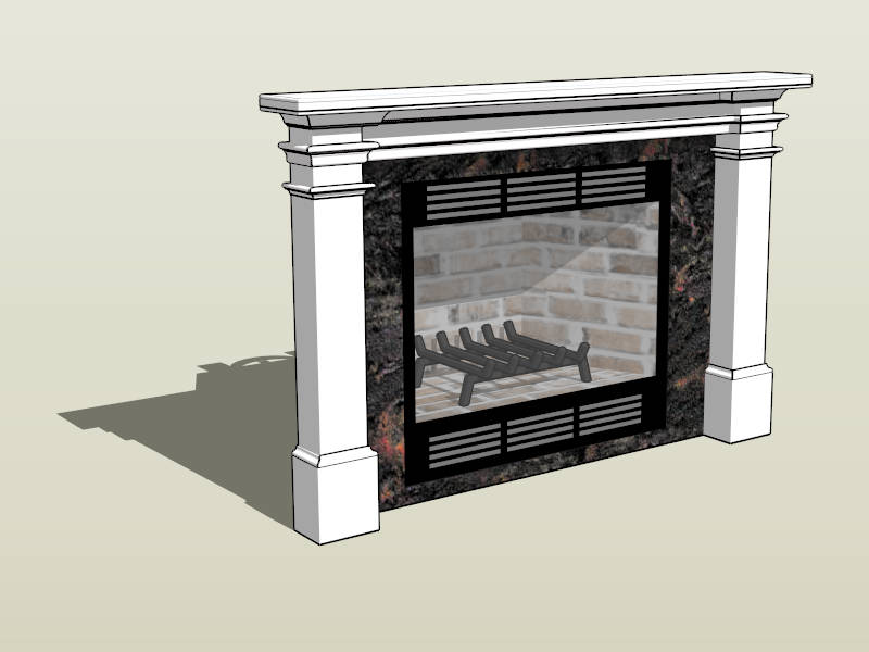 Black Marble Fireplace sketchup model preview - SketchupBox
