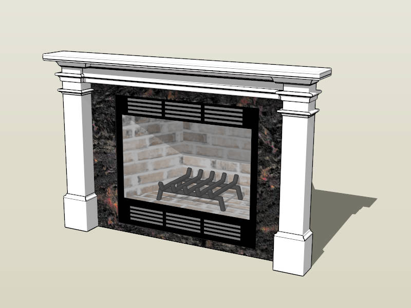 Black Marble Fireplace sketchup model preview - SketchupBox