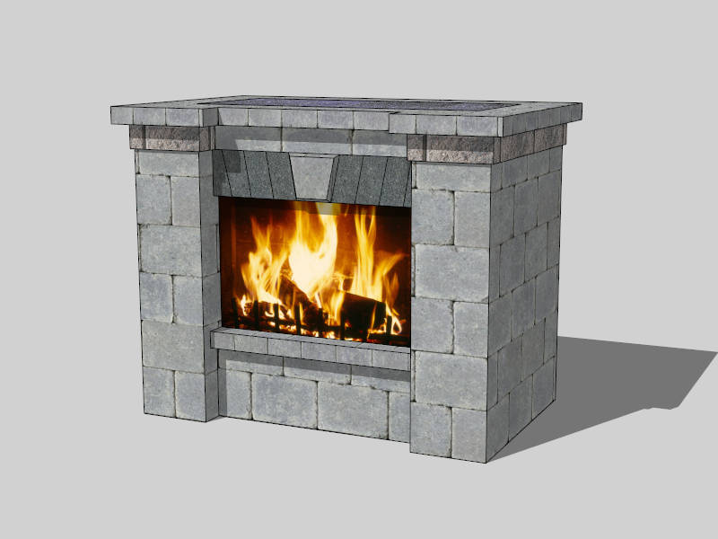 Black Brick Fireplace sketchup model preview - SketchupBox