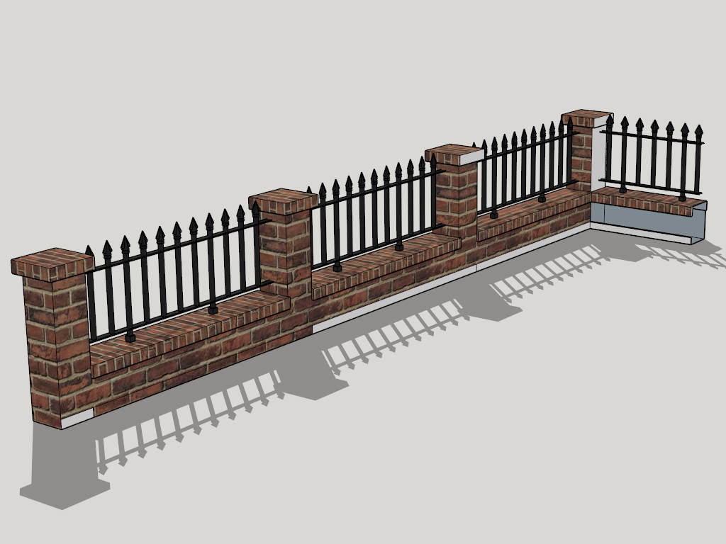 Iron and Brick Fence sketchup model preview - SketchupBox